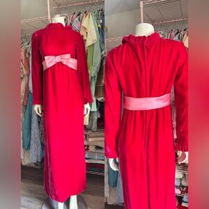 Vintage Hot Pink Velvet Maxi Dress